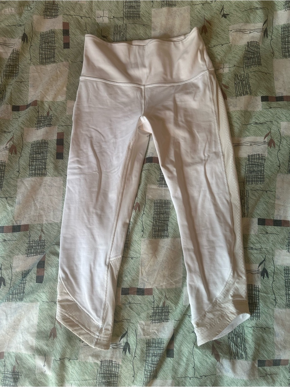 lululemon athletica White Capri Leggings with Side Mesh Panels